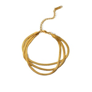 สร้อยคอแบบโซ่ลายงู สแตนเลสชุบทอง 18k หลายชั้น ชุดเครื่องประดับสำหรับผู้หญิง เครื่องประดับแฟชั่น - Product Image 5