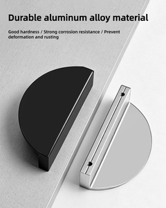 Minimalist Semicircular Aluminum Black Cabinet <strong>Knobs</strong> for <strong>Doors</strong> and Drawers - Product Image 4