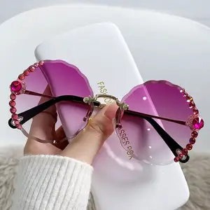 LBAshades 2024 새로운 라인 석 UV400 패션 선글라스 여성 방사선 보호 안경 트렌디 스타일 음영
