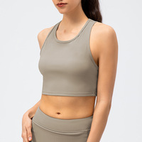 Yutuo Neuer Stil Reversibles Racerback Nahtloses Leichtgewichtiges Stoßfestes Geripptes Yoga Crop Top für Damen Atmungsaktiv Schnelltrocknend Vorne