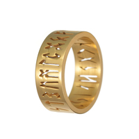 Bague en acier inoxydable 8mm argent or noir évidé Lun Rune Viking lettre bague en acier inoxydable bague bijoux 441