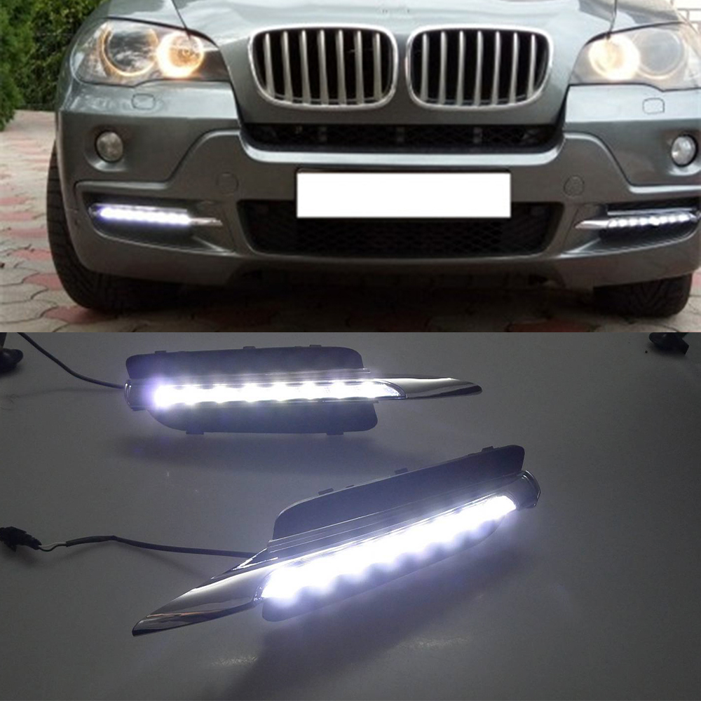 Дневные ходовые огни DRL для BMW X5 E70 2007 2008 2009 2010, дневной свет, Автомобильные светодиодные противотуманные фары