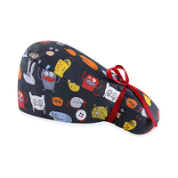 Chapeaux de travail en satin haute densité doublés avec boutons, imprimés de dessins animés, pour infirmières, casquettes médicales respirantes pour le personnel soignant
