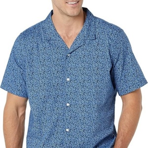 Chemise d'été pour homme, coupe ajustée, 100% coton tricoté, manches courtes, boutonnée, respirante, col montant, logo personnalisé, ODM - Product Image 1