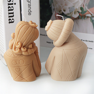 Moule en silicone pour <span class=keywords><strong>bougie</strong></span>, carte à jouer 3D, statue de femme tenant un verre de vin, roi de clubs, as, pique, cœur, reine, abstrait - Product Image 3