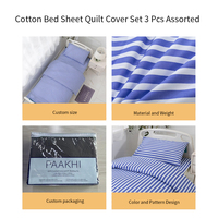 Drap de lit personnalisé de haute qualité en coton ensemble de housses de couette rayures bleues et blanches pour clinique maison de retraite 3 pièces assorties