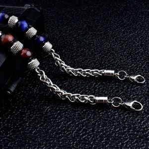 Stainless Steel <b>Adjustable</b> Chain Link Wristband Tiger Eye Bead Healthy Summer Casual Fashion <b>Bracelet</b> for Men Women Gift - Product Image 2