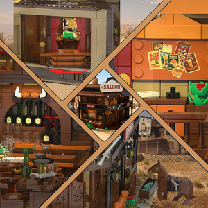Cayi Tây Saloon ánh sáng xây dựng gạch thiết lập 2085 pcs cũ Tây Saloon dẫn ánh sáng xây dựng xây dựng mô hình thiết lập đồ chơi - Product Image 3