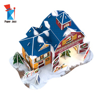 Magasin d'Articles de Noël : Puzzle 3D en Papier pour Enfants, Scène Ferme, Traîneau et Bonhomme de Neige, Jouet Créatif à Assembler, Décoration de Table de Noël pour la Maison