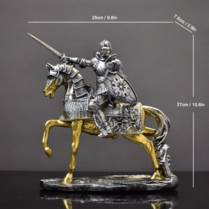 Artesanía de resina de caballero nórdico de la <span class=keywords><strong>Victoria</strong></span>, armadura Retro ecológica, adornos de caballero, estudio de oficina, decoración avanzada - Product Image 6