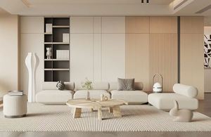 Mueble de Almacenamiento Moderno de Alta Calidad con Paneles de Madera MDF Color Crema, Mueble Multifuncional de Exhibición para Sala de Estar, Apartamentos y Hoteles - Product Image 4