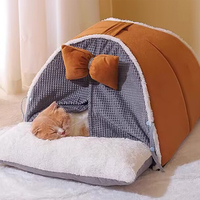 Vente en gros Maison de lit chat en peluche douce et chaude d'intérieur