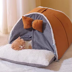 Venta al por mayor de Interior de lujo suave cálido felpa gato cama casa - Product Image 5