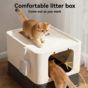 Arenero <span class=keywords><strong>para</strong></span> <span class=keywords><strong>Gatos</strong></span> Fácil <span class=keywords><strong>de</strong></span> Limpiar, Resistente a Salpicaduras, con Diseño <span class=keywords><strong>de</strong></span> Cajón Completamente Cerrado y Práctica Cuchara <span class=keywords><strong>de</strong></span> Plástico <span class=keywords><strong>para</strong></span> <span class=keywords><strong>Arena</strong></span> - Product Image 5