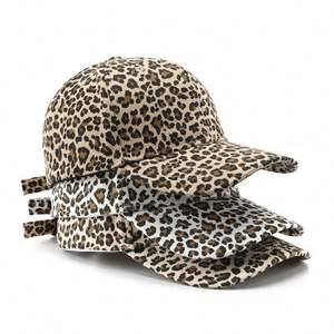 Casquettes de baseball tendance pour femme en coton, style trucker, pour l'été et l'extérieur, avec ouverture pour chignon ou queue de cheval, imprimé léopard, pour le sport - Product Image 1