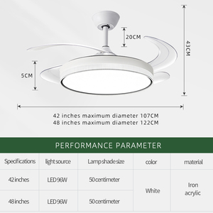 <span class=keywords><strong>Ventilateur</strong></span> de plafond décoratif moderne avec télécommande rétractable, <span class=keywords><strong>lampe</strong></span> LED avec lumière tamisable, pour la maison et le bureau - Product Image 4