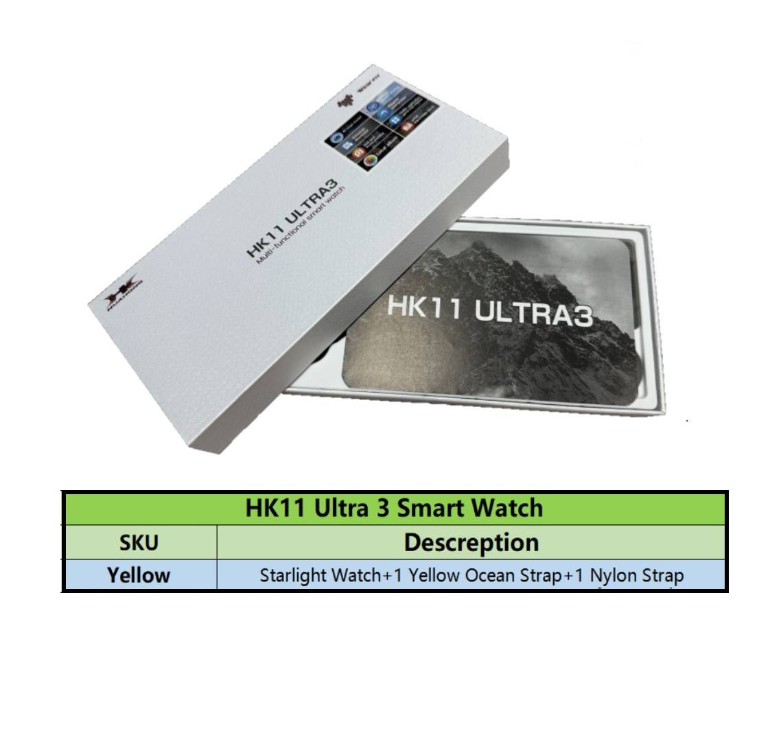 HK11Ultra3 - Starlight Watch+Yellow Silcon Strap+Nylon Strap