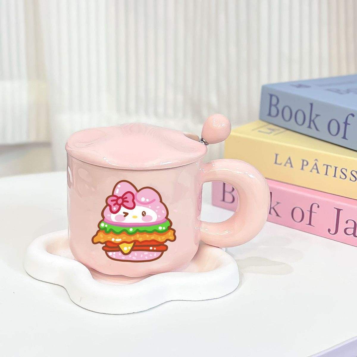 เบอร์เกอร์สีชมพู ฝาปิด Leti ช้อน