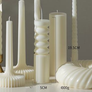 Lilin beraroma riak pilar putar Modern, lilin seni lilin kedelai geometris Nordik untuk dekorasi rumah pesta ulang tahun pernikahan hadiah - Product Image 6