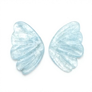 Cabujón de alas de mariposa de aguamarina natural, piedras sueltas talladas en azul claro - Product Image 1