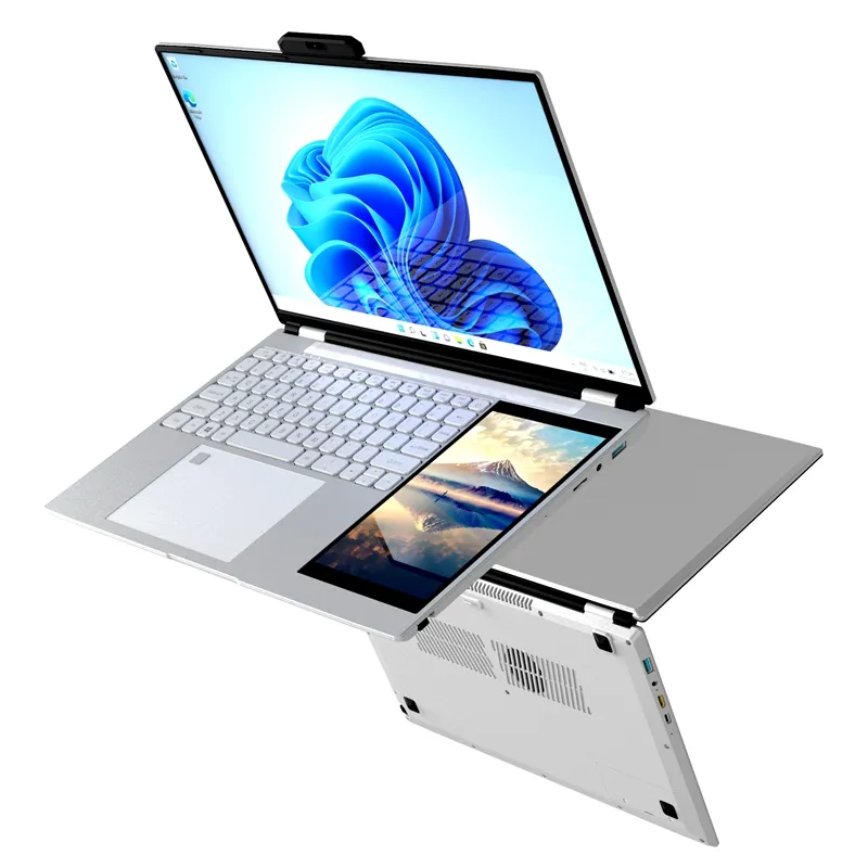 Новый бизнес-ноутбук 15,6 "+ 7" двойной сенсорный экран 180 градусов открытие Win 11 Intel N95 клавиатура с подсветкой двойной экран ноутбука