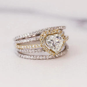 Anillo de diamantes con corte de corazón T0035, oro macizo de 18 quilates, anillo de compromiso con diamantes naturales para mujer, color D, diamante blanco - Product Image 2