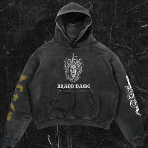 Sudadera con Capucha Personalizada de Corte Regular Vintage, Unisex, Estampado Digital de Verano, Lavado Ácido, Desgastada, 360 Gsm, 100% Algodón - Product Image 1