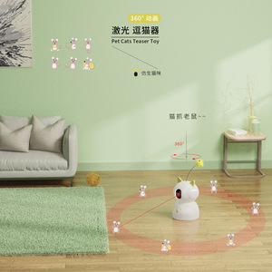 Juguete Proyector Láser Automático SmartPet para Gatos con Movimiento de 360 Grados, Diseño de Dibujos Animados en Plástico - Product Image 2