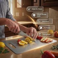 Groothandel dubbelzijdig titanium snijplank voor keuken, groenten, vlees, fruit, deeg, brood, metaal, roestvrij staal, hakblok