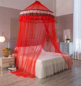 Princesse rose Polyester Double lit à baldaquin Simple conique rond dôme moustiquaire et moustiquaire Anti-très grand insecte - Product Image 1