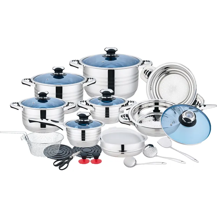 Set Peralatan Masak Stainless Steel, Set Peralatan Masak Stainless Steel Tebal Anti Lengket 25 Buah