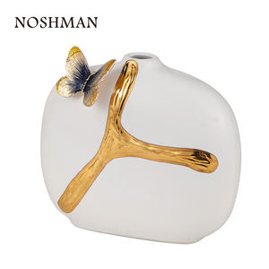 सोने की सजावटी तितली नॉर्डिक फूलदान गृह सजावट स्टैंड शादी की मेज सजावट सिरेमिक फूल फूलदान - Product Image 5