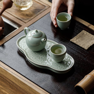 Guanlan Banana Moon Color Begonia Cloud Pattern Ceramic <b>Tea</b> Tray Flat Multi-Purpose <b>Tea</b> <b>Set</b> Holder For Home Use - Product Image 2