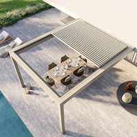 Système de pergola rétractable automatique écologique moderne pour extérieur, mirador de jardin, étanche, en aluminium motorisé à lames orientables