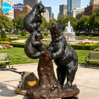 Statue de Famille d'Ours en Bronze, Sculpture Métallique Moulée sous Pression, Décoration de Jardin, Patine Traditionnelle Antique, Sculpture Décorative pour Forêt