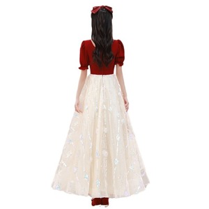 Red Wedding Dress Empire Waist Sweetheart Neckline Ball Gown Long Mesh Contrast Color 3D Patterns Engagement Evening Gown - Product Image 5