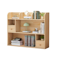 Bureau en bois massif avec petite étagère et rangement multi-niveaux pour étudiants et enfants, design modulable