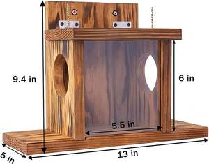 Durable Bamboo Wood Pet Feeder Fácil instalação automática esquilo alimentador para pequenos animais gatos forma retangular para alimentos água - Product Image 5