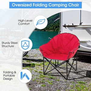Chaise de camping pliable Moon Chair rouge en tissu Oxford avec cadre en aluminium pour l'extérieur, le jardin, la plage, la pêche, avec sac de transport - Product Image 3