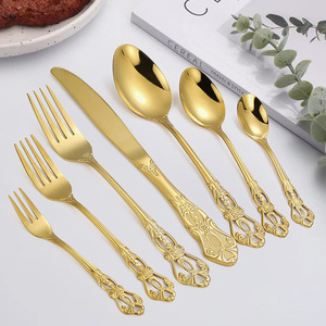 Sang trọng thép không gỉ vàng bữa ăn tối dao muỗng nĩa thiết lập dao kéo bảng muỗng và Ngã Ba bữa ăn tối Dao hoàng gia thiết lập dao kéo - Product Image 1