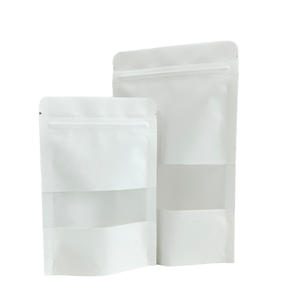 Bolsa de papel Kraft marrón blanco, bolsa Ziplock de pie con ventana para alimentos seguros para mascotas y galletas/Embalaje de azúcar - Product Image 1