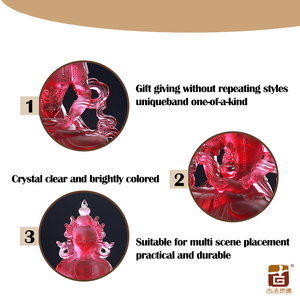 Estatua de Buda de longevidad hecha a mano, acabado brillante esmerilado, Base de loto de doble capa, arte de cristal para <span class=keywords><strong>salud</strong></span>, sabiduría, bendición de larga vida - Product Image 3