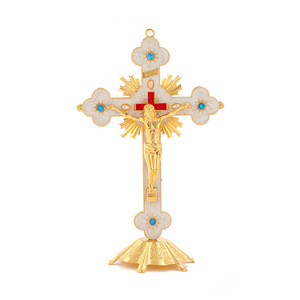 KOMI decorazioni per la casa metallo dorato smalto bianco crocifisso croce ornamenti da tavolo appeso a parete per ufficio ristorante <span class=keywords><strong>Home</strong></span> Decor Craft - Product Image 2