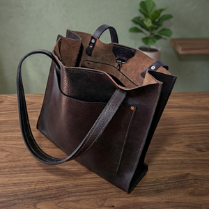 Bolso de Mano de Cuero Genuino para Mujer, de Primera Calidad, Impermeable, Gran Capacidad, Ligero, Plegable, con Cierre de Cremallera Extraíble, Doble - Product Image 6
