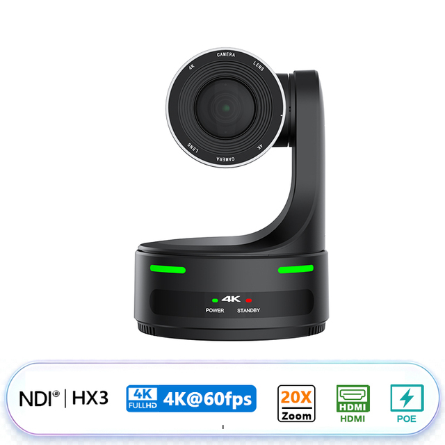 4K PTZ NDI Camera 30fps 20X Optical Zoom AI Auto Tracking PoE /SDI/USB/IP Live Streaming Voting Audio Conference System