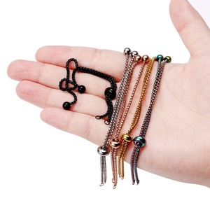 Stainless Steel <b>Adjustable</b> <b>Bracelet</b> Tassel Design Multiple Colors DIY Jewelry Accessories Unisex Fashion Chain <b>Bracelets</b> - Product Image 1