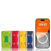 Porte-cartes de téléphone en cuir PU personnalisé, adhésif premium, à coller sur le dos, étui pour cartes de crédit avec sangle élastique pour le doigt