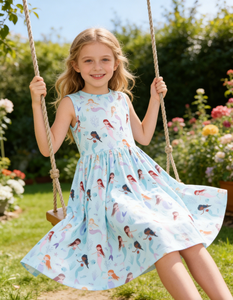 Abito estivo per bambine al ginocchio Happy As a Clam Tank Twirl Dress, abbigliamento estivo per bambini - Product Image 1