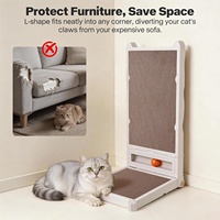 Griffoir vertical pliable en carton pour chat AFP en forme de L avec boule roulante, sans assemblage, 4 formes, pour mur, canapé, divan