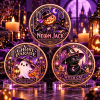 Pièce de collection en cuivre pur 999 de 1 oz, motif chat noir, en relief 3D, imprimée UV, pour boîte cadeau d'Halloween personnalisée, souvenir artisanal